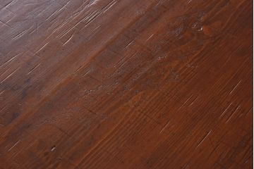 昭和期　ヒノキ材一枚板　味わいある古材をリメイクした鉄脚テーブル(コンソールテーブル、作業台)